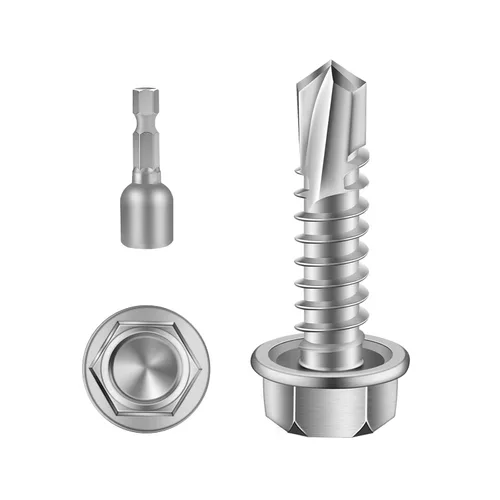 Mellewell Tornillos autoperforantes con cabeza hexagonal de 1/2 pulgada, tornillos de chapa autoperforantes, acero inoxidable 410, 100 unidades