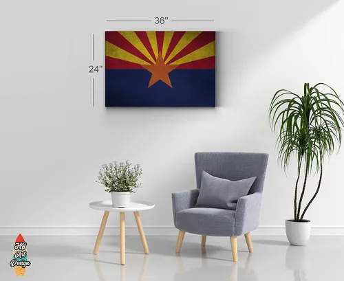Miniatura 4 de Lienzo impreso con la bandera del estado de Arizona vintage, arte de pared con la bandera del estado de Arizona, arte de pared con la bandera