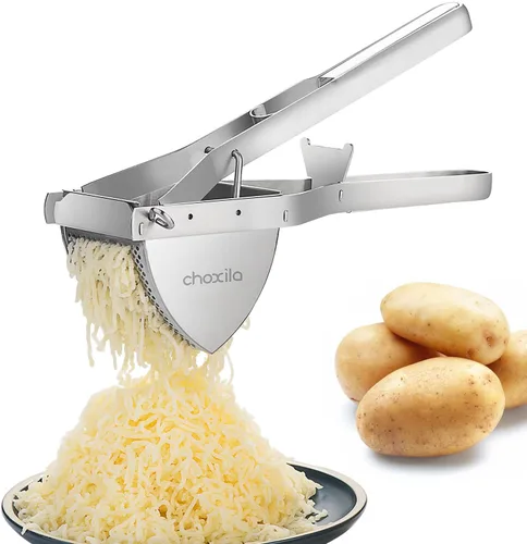 Choxila triturador de patatas, [buen agarre] Ricer de patatas de acero inoxidable profesional Masher herramienta de cocina prensa de frutas