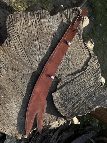 Miniatura 3 de Empire Industry - Espada islámica Zulfiqar de 35 pulgadas de largo, forjada a mano, mango de madera ALI de acero J2 con funda de cuero, espada