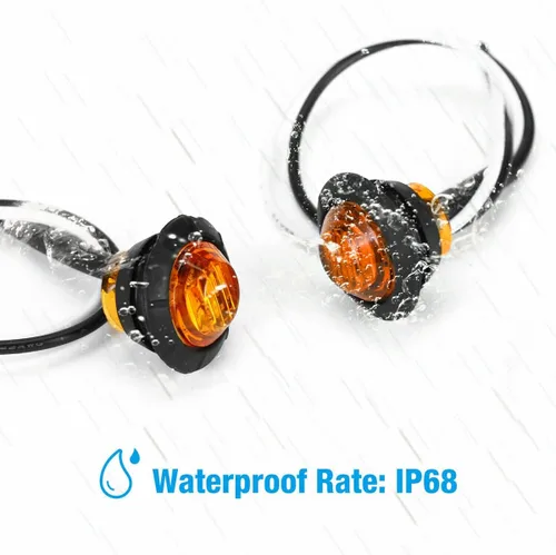 Miniatura 3 de juego de 10 luces LED selladas impermeables ámbar de 3/4" mini redondas, luces indicadoras delanteras, traseras y laterales, luces de gálibo