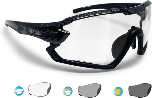 Miniatura 12 de Bertoni Gafas de sol deportivas polarizadas fotocromáticas ciclismo MTB con prescripción portador QUASAR Negro-Aguamarina/Espejo Azul