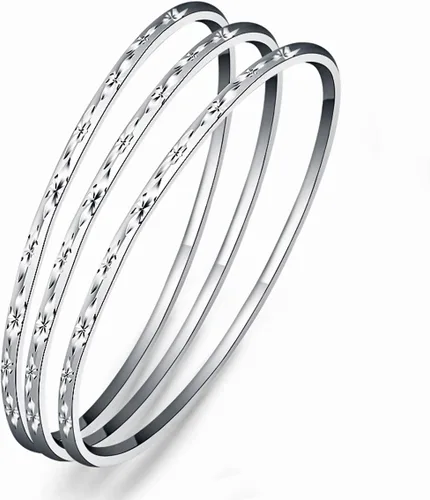 Miniatura 5 de Merdia Pulsera apilable de plata de ley 925 para mujeres y niñas, Plata de ley, Sin gemas.