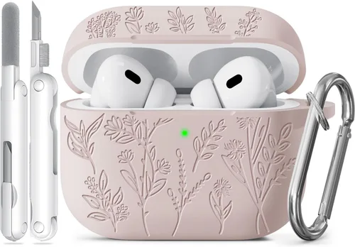 Miniatura 63 de Funda para Airpods Pro 3 con tapa magnética, fundas grabadas con flores para Apple AirPods Pro de 3ª generación 2025, funda de silicona suave