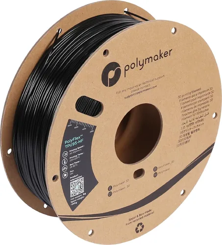 Filamento de TPU de Flujo Alto Polymaker 1.75mm Negro, Filamento Flexible Shore 95A 1.75mm 1kg - Filamento TPU para Impresión 3D PolyFlex TPU95-HF