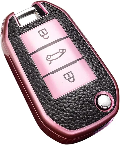 Miniatura 11 de SANRILY Funda de cuero con textura para llavero Peugeot 208 301 308 508 2008 3008 protección completa sin llave con llaveros, color verde