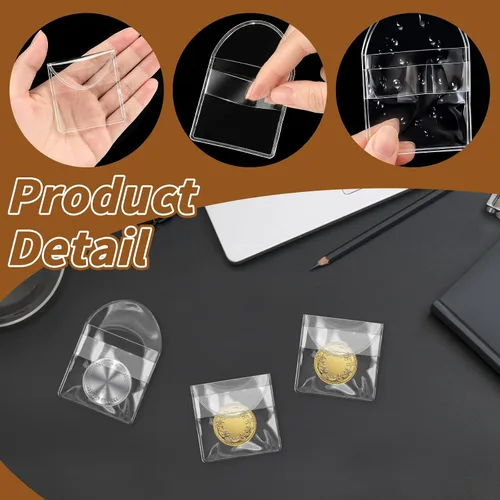 Miniatura 3 de Vmiapxo Paquete de 100 fundas para monedas de un solo bolsillo, soportes protectores de monedas de plástico transparente de 2 x 2 pulgadas