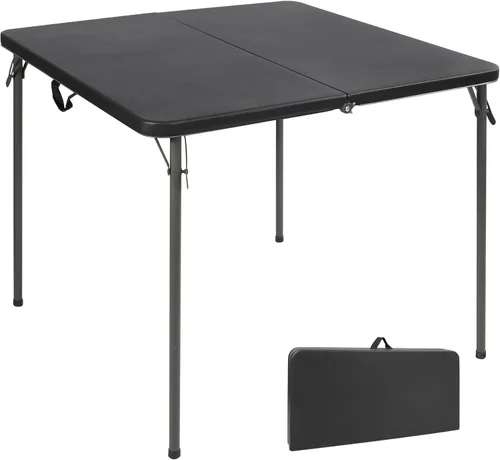 Miniatura 13 de REDCAMP Mesa plegable cuadrada de 34 pulgadas con parte superior de resina, mesas de tarjetas pequeñas plegables portátiles con patas plegables