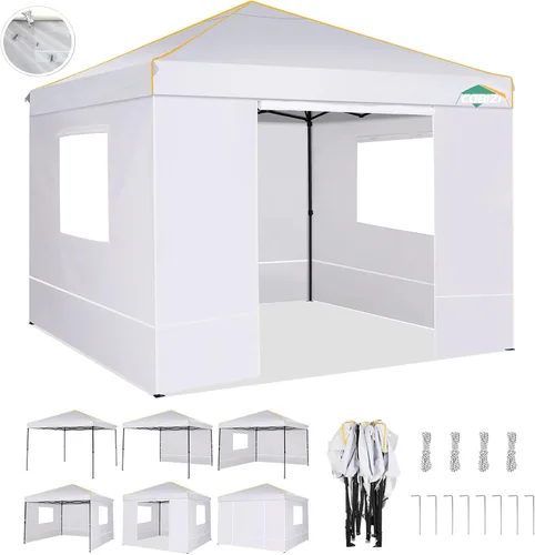Miniatura 12 de COBIZI Toldo desplegable de 10 x 10 pies con 4 paredes laterales, toldo fácil de instalar para eventos, deportes, playa, fiestas, toldos de fiesta