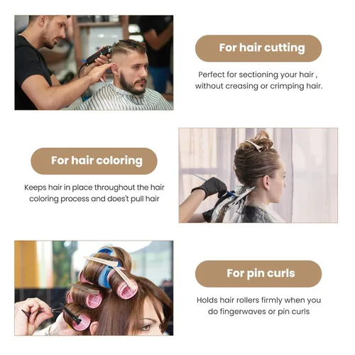 Miniatura 4 de AIMIKE - 6 piezas de pinzas profesionales para peinar y separar el cabello, antideslizantes, con pico de pato y banda de silicona para peluqueros