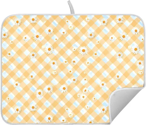 Miniatura 35 de Tapete de secado de platos de hojas de otoño y girasol, almohadilla absorbente de secado rápido, protector para encimera de cocina, 16 x 18 pulgadas
