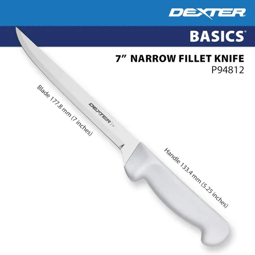 Miniatura 5 de Dexter-Russell Cuchillo de filete estrecho de 7 pulgadas – P94812, hoja de acero inoxidable con alto contenido de carbono, mango de polipropileno