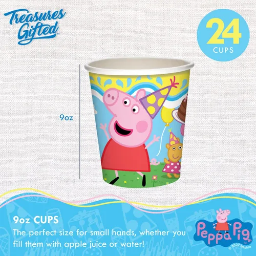 Miniatura 5 de Treasures Gifted Decoraciones de cumpleaños con licencia oficial de Peppa Pig – Sirve a 24 invitados – Juego clásico de vajilla – Suministros
