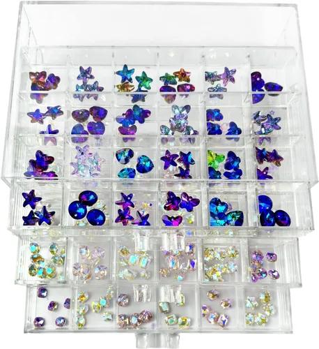 Miniatura 4 de Organizador de uñas de 3 niveles para 72 celosías y almacenamiento de acrílico transparente, accesorios de joyería de uñas, estuche