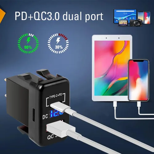 Miniatura 2 de Carga rápida 3.0 y PD USB C Dual USB puerto cargador adaptador de corriente para Toyota