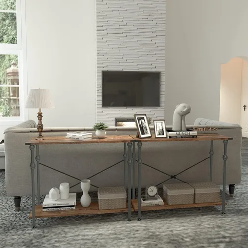 Miniatura 6 de Mesa consola, 39.5", marrón y negro