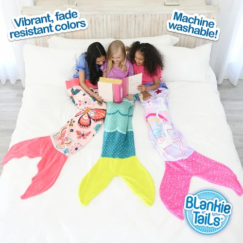 Miniatura 5 de Blankie Tails - Manta de sirena de unicornio, cola de sirena con vellón de ambos lados, cola de vestir para niñas, adolescentes y adultos, lavable a