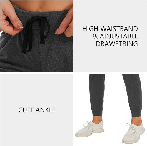 Miniatura 5 de Lightbare Pantalones deportivos con forro polar para mujer, elásticos, resistentes al agua, con bolsillos para el invierno atlético