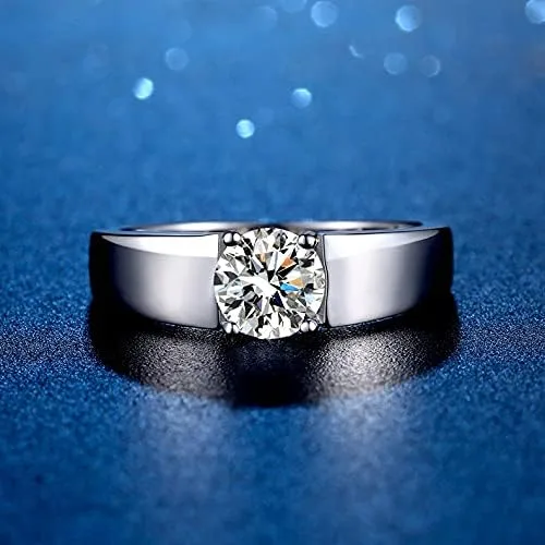 Miniatura 3 de Anillos de moissanita de 4 puntas para hombre 1 quilate de 0256in solitario de moissanita anillo de promesa de cumpleaños para hombre plata de ley