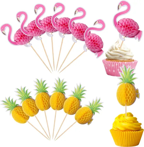 Miniatura 11 de 7 piezas de hojas tropicales con purpurina para tartas, plantas verdes de la selva, paletas, hojas de palmera, decoración de pasteles para verano