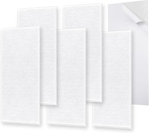 Paquete de 6 paneles acústicos autoadhesivos de 15.75 x 31.5 x 0.47 pulgadas, paneles de pared acústicos insonorizados con borde biselado de alta