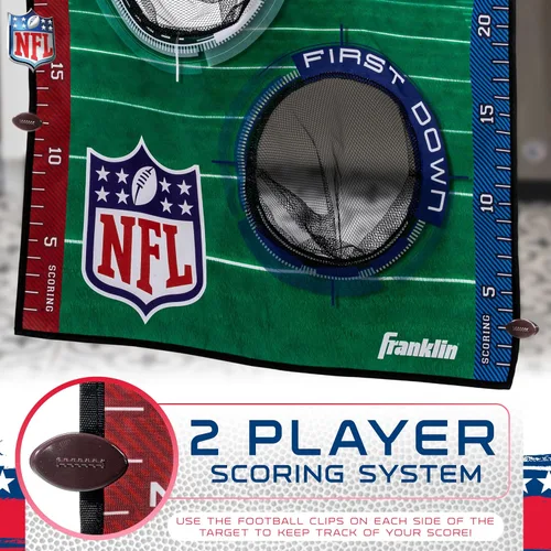 Miniatura 7 de Franklin Sports NFL Mini juego de tiro de fútbol americano – NFL Door Jam Football Over the Door Target + (4) mini bolas – Juego de lanzamiento de 3