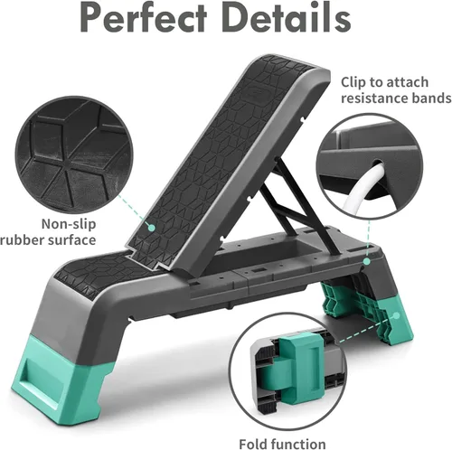 Miniatura 6 de leikefitness Plataforma aeróbica multifuncional con plataforma de entrenamiento de cable, banco de mancuernas ajustable, banco de pesas