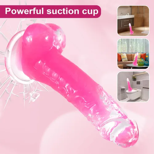 Miniatura 3 de Consolador grande de gelatina de 8.5 pulgadas que brilla en la oscuridad, con fuerte ventosa para hombres y mujeres
