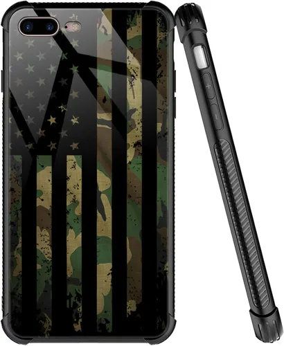 Miniatura 29 de ZHEGAILIAN Funda compatible con iPhone 7/8 Plus, funda de vidrio orgánico para niñas, mujeres y hombres, diseño de cuatro esquinas, antiarañazos, a