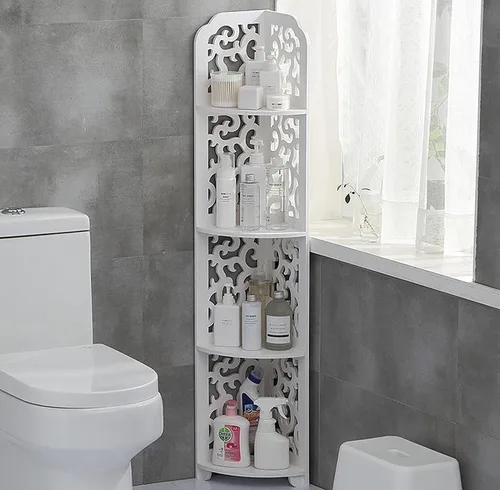 Miniatura 2 de Estante esquinero de 4 niveles, estante de escalera de esquina para sala de estar, estante de ducha esquinero independiente para baño, estante
