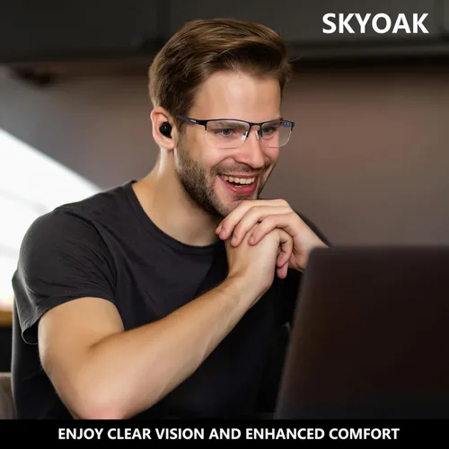 Miniatura 6 de SKYOAK Paquete de 2 lentes de lectura TR90 de alta calidad para hombres, medio marco sin línea, bloqueo de luz azul, para lectura frente a