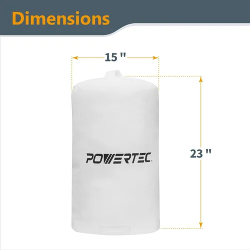 Miniatura 6 de POWERTEC 70335 Bolsa colectora de polvo, 15 x 23 pulgadas, filtro de 1 micrón, para Delta, JET, Grizzly, Shop Fox, Harbor Freight y POWERTEC