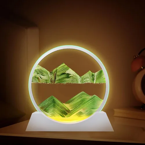 Miniatura 3 de Aoderun Arte de Arena en Movimiento de 7" con Movimiento Líquido con Luz, 3 Colores Cambiantes, Cuadro de Arte de Arena en Movimiento de Vidrio Verde