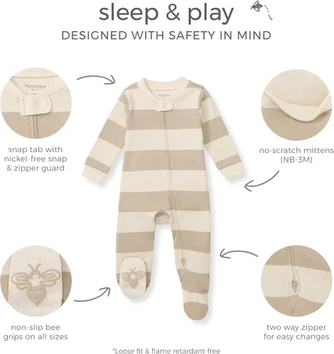 Miniatura 51 de Burt's Bees Baby - Pijama de una pieza para bebé, mameluco para dormir y jugar, algodón 100% orgánico, cremallera frontal