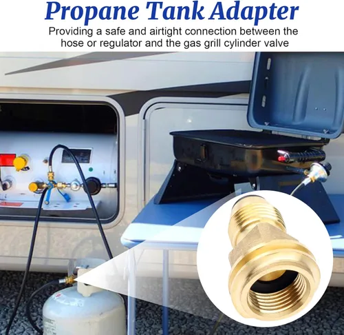 Miniatura 6 de Adaptador de tanque de propano de latón que convierte la válvula de servicio de tanque POL LP en manguera QCC1/tipo 1 o adaptador de propano