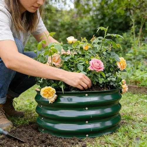 Miniatura 8 de GARDMAX 2x2x1FT Galvanized Round Raised Garden Bed Kit, Metal Planter Boxes Outdoor with Easy Assembly, Large Garden Bed for Vegetables, Fruits