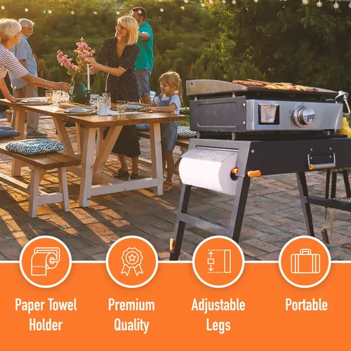 Miniatura 3 de Yukon Glory™ Mesa de Parrilla Portátil Universal/Soporte de Planchas de Parrilla Plana con Caddy Integrado - Diseñado para Adaptarse a la Plancha