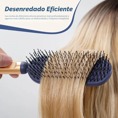 Miniatura 6 de SHINLEA Cepillo de pelo delgado para cabello fino, delgado y grueso, cerdas de nailon dobles suaves para desenredar y masajes profundos, mango