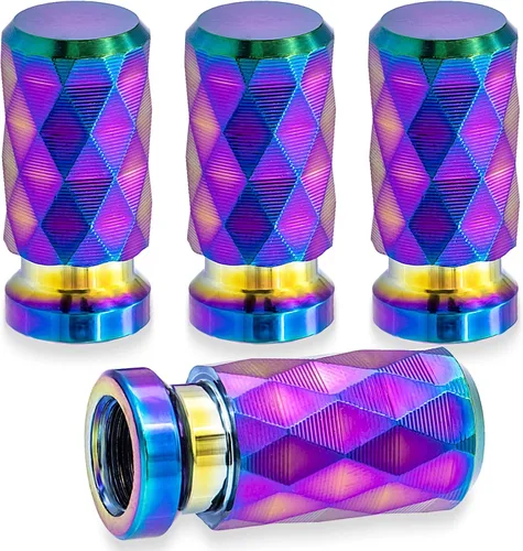 Miniatura 8 de 4 piezas de tapas de válvula de rueda con forma de punta, válvula de rueda de aleación de aluminio con punta, tapas de aire universales a prueba