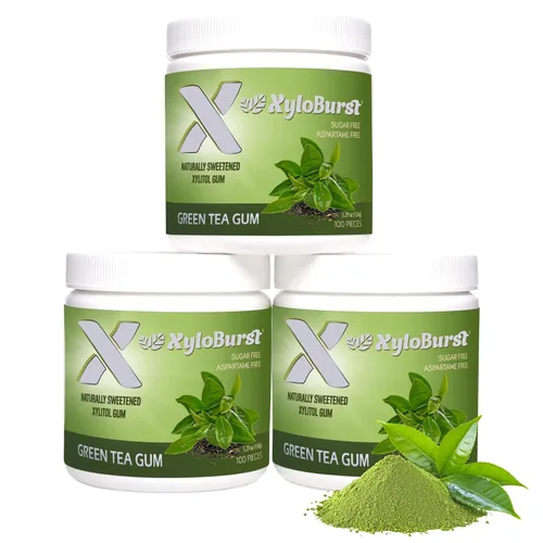 Miniatura 14 de XyloBurst Goma de mascar de xilitol Sin azúcar, sin gluten, apto para dieta cetogénica, sin aspartamo para la salud bucal, menta verde, tarro