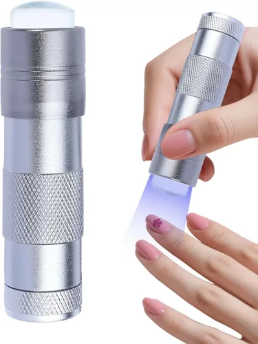 Miniatura 7 de Luz UV portátil de mano para uñas de gel, mini lámpara de uñas UV LED con sello de punta francesa cabeza de silicona, pequeña lámpara para Uñas U V