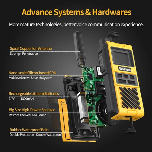 Miniatura 6 de Gaswei G1pro IP67 Walkie Talkies impermeables FRS para adultos de largo alcance, recargables con vibración, radios bidireccionales de emergencia