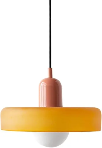 Miniatura 11 de Lámpara Colgante Moderna de Mediados de Siglo Vidrio Naranja Verde Luz Colgante Nórdica Lámpara Individual Grande Vintage Estilo Granja Comedor