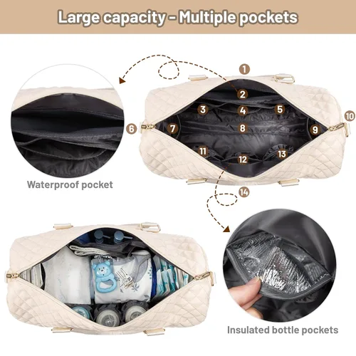 Miniatura 5 de LOVEVOOK - Bolso de pañales con estuche para chupete y cambiador, bolso grande de maternidad para hospital y viajes de fin de semana, bolso