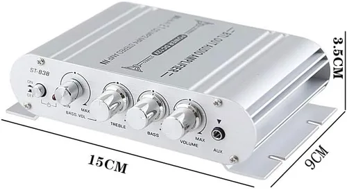 Miniatura 2 de Sundeer - Mini amplificador de 2.1 canales de 20 W+20 W+40 W Hi-Fi amplificador de potencia con fuente de alimentación de 12 V 2 A, amplificador