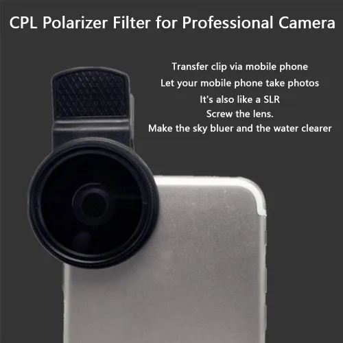 Miniatura 5 de Filtro CPL de 1.457 in, filtro de lente polarizador circular universal, kit de accesorios para lentes de teléfono celular, incluye lente CPL y clip