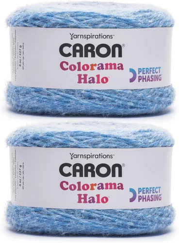 Caron Colorama Halo Cake Ultra Marine Hilo - Paquete de 2 unidades de 8oz/226.79g - 71% acrílico, 18% nailon, 11% poliéster, #5 grueso, 60 yardas