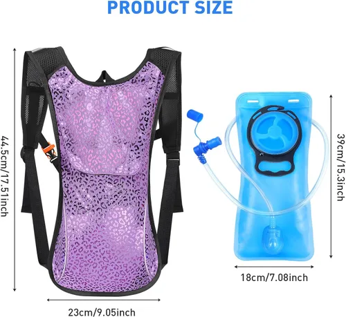 Miniatura 2 de Rave Hydration Pack, Hydration Backpack with 2L Hydration Bladder, Festival Essential Water Backpack for Hiking, Running, Cycling, and Music Púrpura