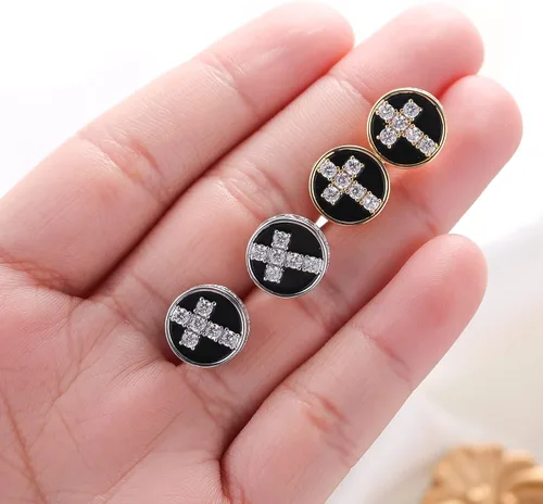 Miniatura 6 de Aretes para hombre, aretes para hombre, chapados en oro de 18 quilates, redondos, cuadrados y circonitas, aretes de plata de ley 925 con cierre