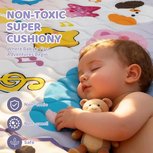 Miniatura 4 de RONGFA Alfombra de juego para bebé para suelo, 71 x 59 pulgadas, espuma gruesa, suave, acolchada, alfombra para corralito para niños pequeños, Piano
